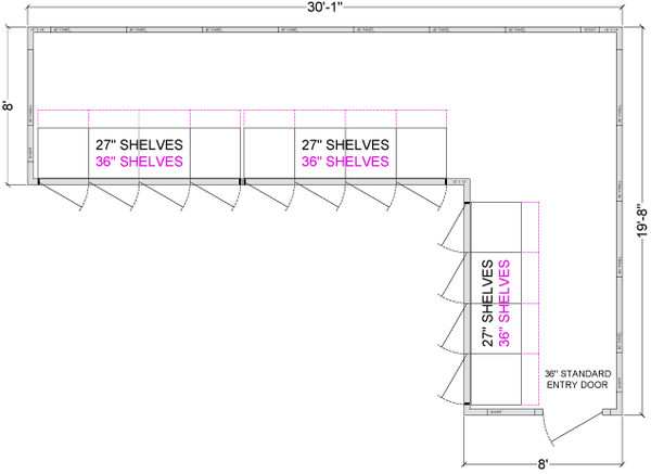 L- Shaped Walk-In Coolers - Door on Left Right or Center - Fully Customizable