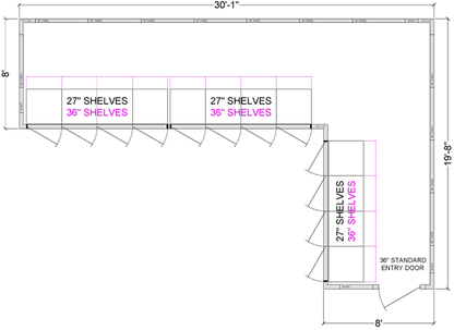 L- Shaped Walk-In Coolers - Door on Left Right or Center - Fully Customizable