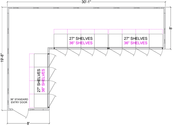 L- Shaped Walk-In Coolers - Door on Left Right or Center - Fully Customizable