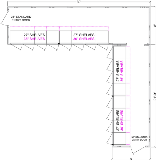 L- Shaped Walk-In Coolers - Door on Left Right or Center - Fully Customizable