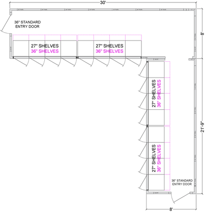 L- Shaped Walk-In Coolers - Door on Left Right or Center - Fully Customizable